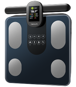 YINOLIFE Scale for Body Weight, 8 Electrode Smart Bathroom Scale with BMI Body Fat Muscle Mass 28 Full Body Composition, High Precision Digital Weight Scale with Handle Display, Rechargeable, 400 lbs